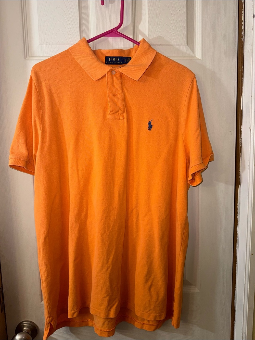 Ralph Lauren Orange Polo with Navy Pony Embroidery